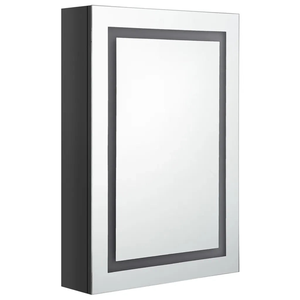 Armadietto Bagno con Specchio e LED-Mobile bagno con specchio Nero Lucido 50x13x70 cm 560104