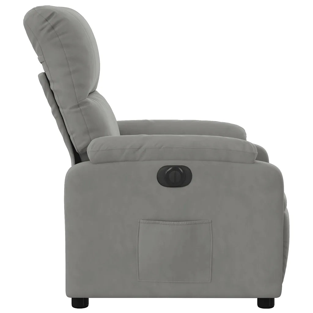 Divano Sedia-Poltrona Reclinabile Elettrica Grigio Chiaro Tessuto Microfibra 372890