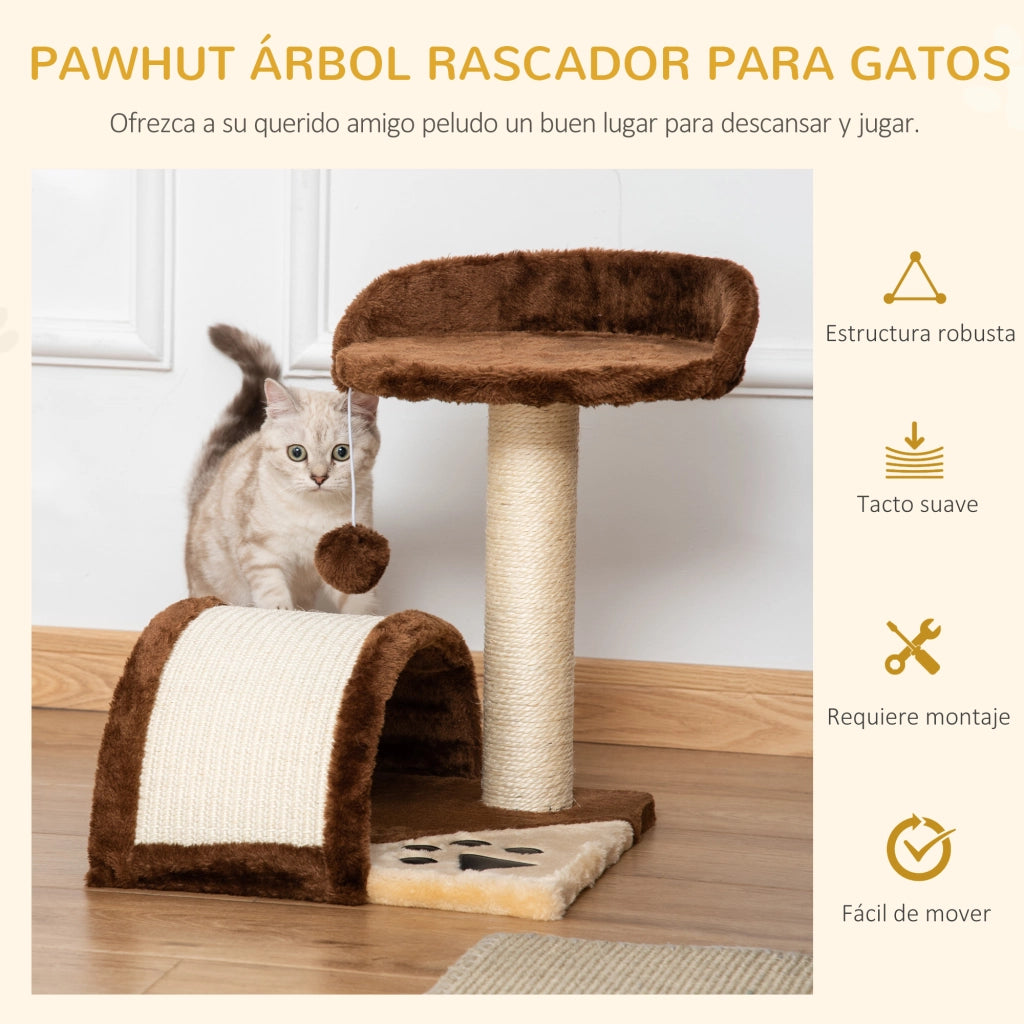Albero tiragraffi per gatti a 2 livelli con piattaforme e gioco ¨C zephmum ¨C marrone 35.5x37x46 cm