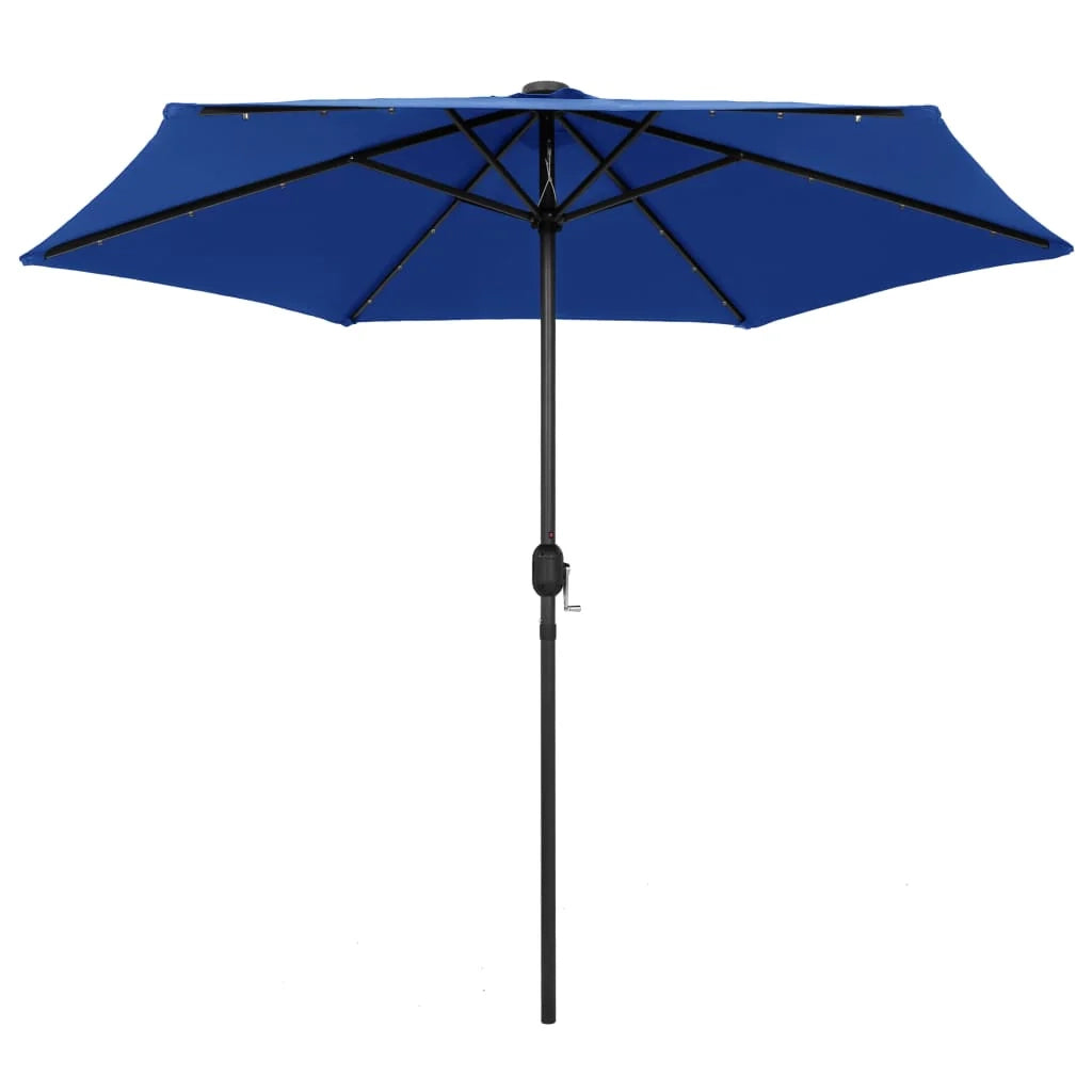 Ombrellone da esterno con LED e palo in alluminio 270 cm blu 02_0008076