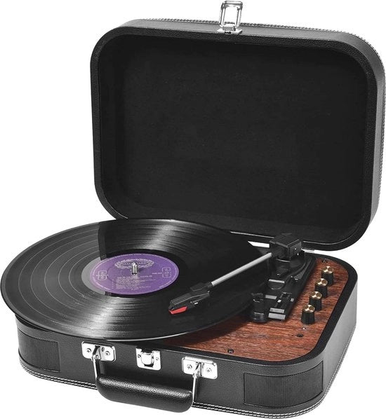 Tavolo da girare con Bluetooth, lettore di dischi in vinile, encoder digitale, altoparlanti stereo integrati, 3 velocità (33/45/78 rpm)