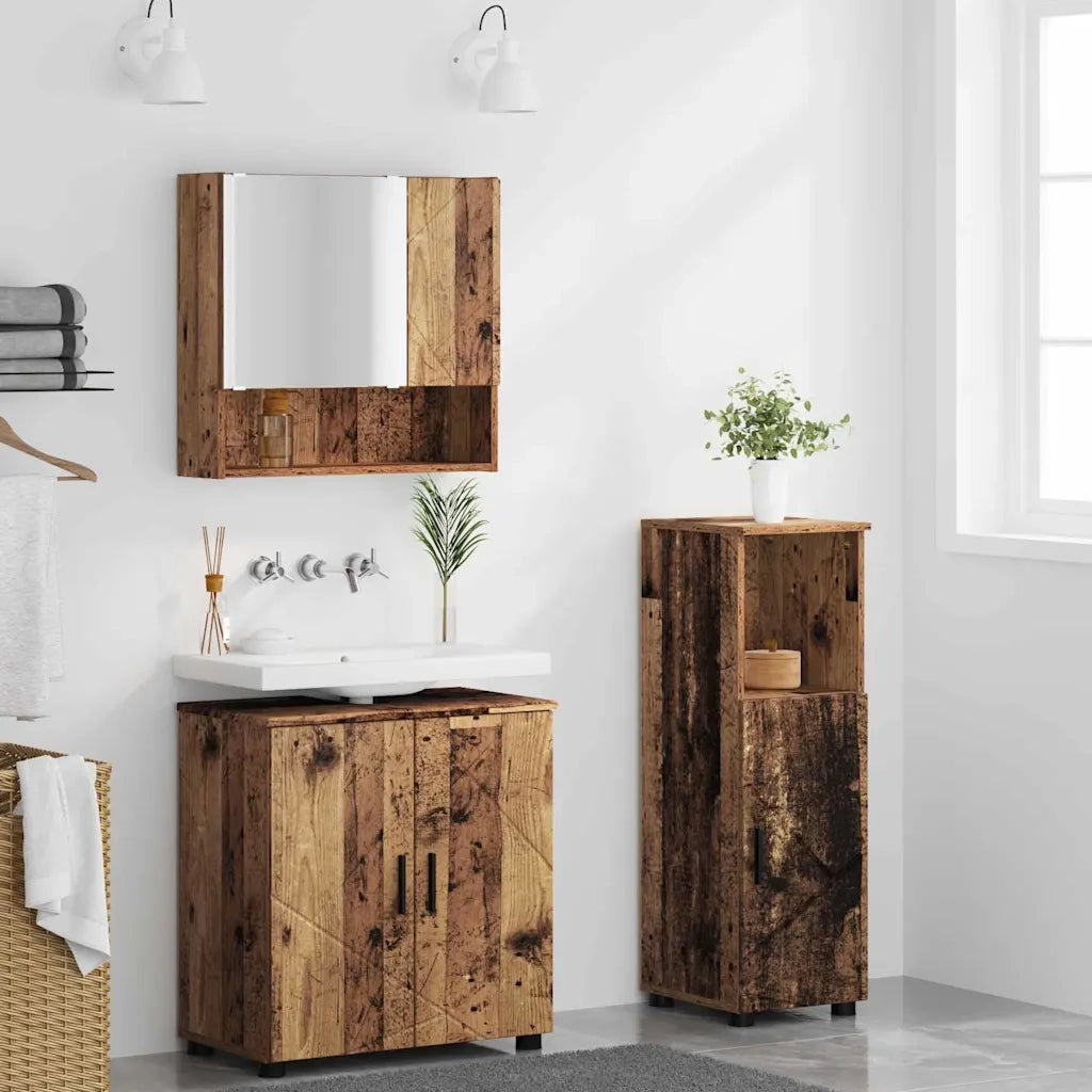 Set di mobili per il bagno con porta 3 pcs Legno vecchio 3392951