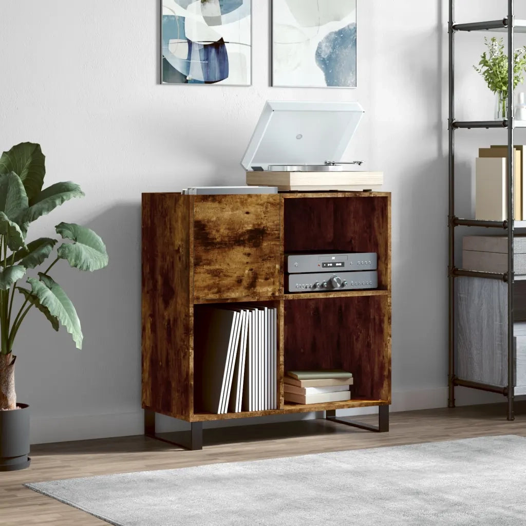 Mobile Porta Dischi Rovere Fumo 84,5x38x89 cm Legno Multistrato 831785