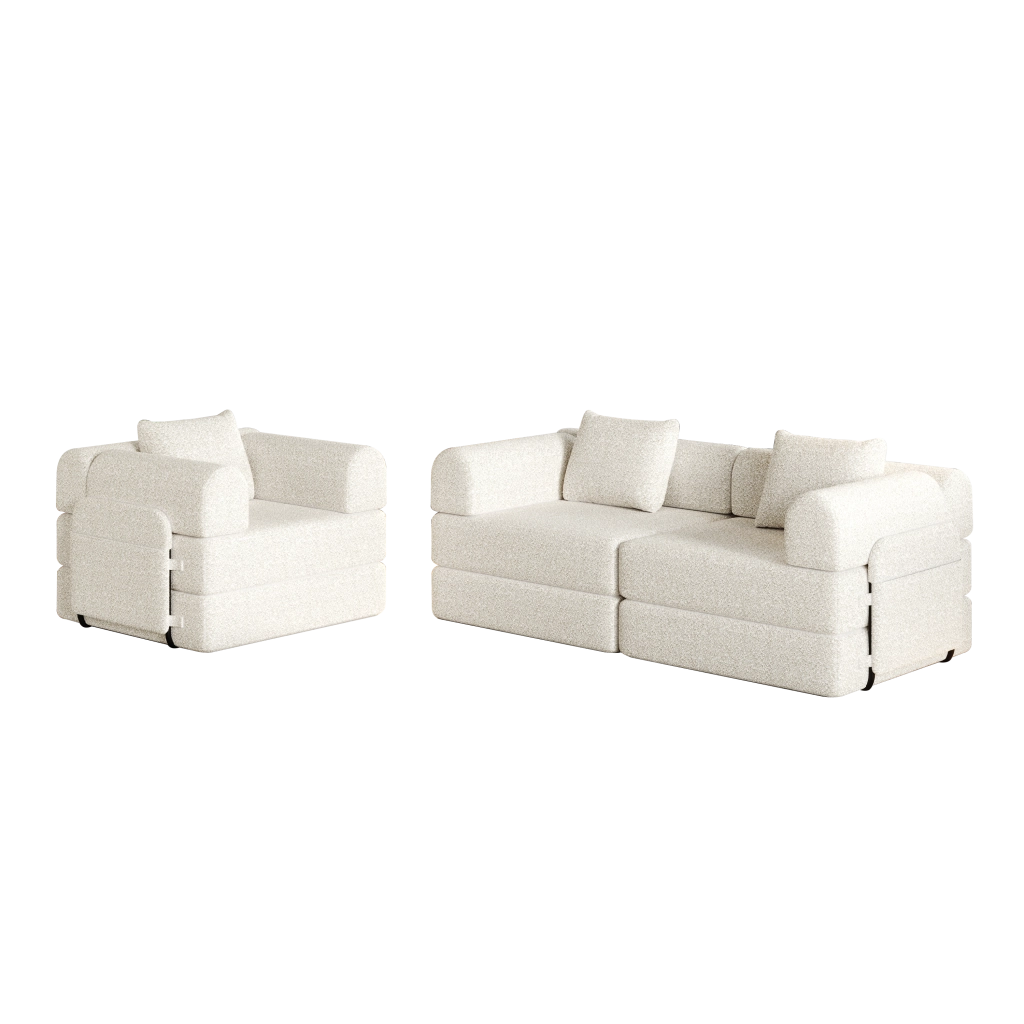 Divano Letto 2 in 1 con Vano Portaoggetti ¨C MINIMAL ¨C Chenille, Struttura in Metallo