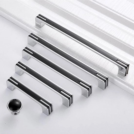 Maniglie per armadi nero - 2 pezzi maniglie per porte armadio per cucina - distanza di apertura 224 mm