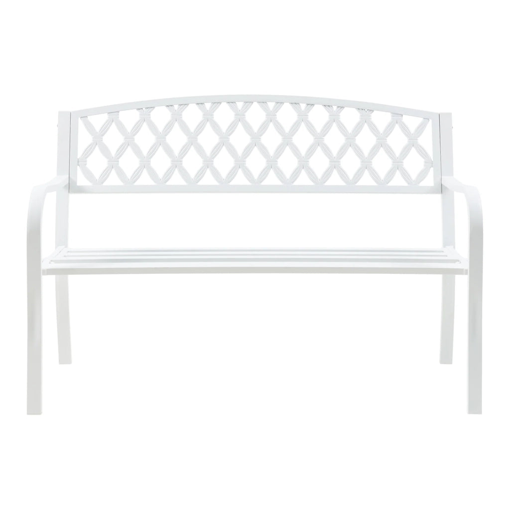 Panca da giardino 127 x 53,5 x 88 cm acciaio bianco 03_0008960