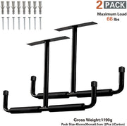 Opbergrek con ganci per fissaggio al soffitto, robusti e pratici ganci, ganci per scale adatti per tubi, legno, canne da pesca e sci | 2-pack nero