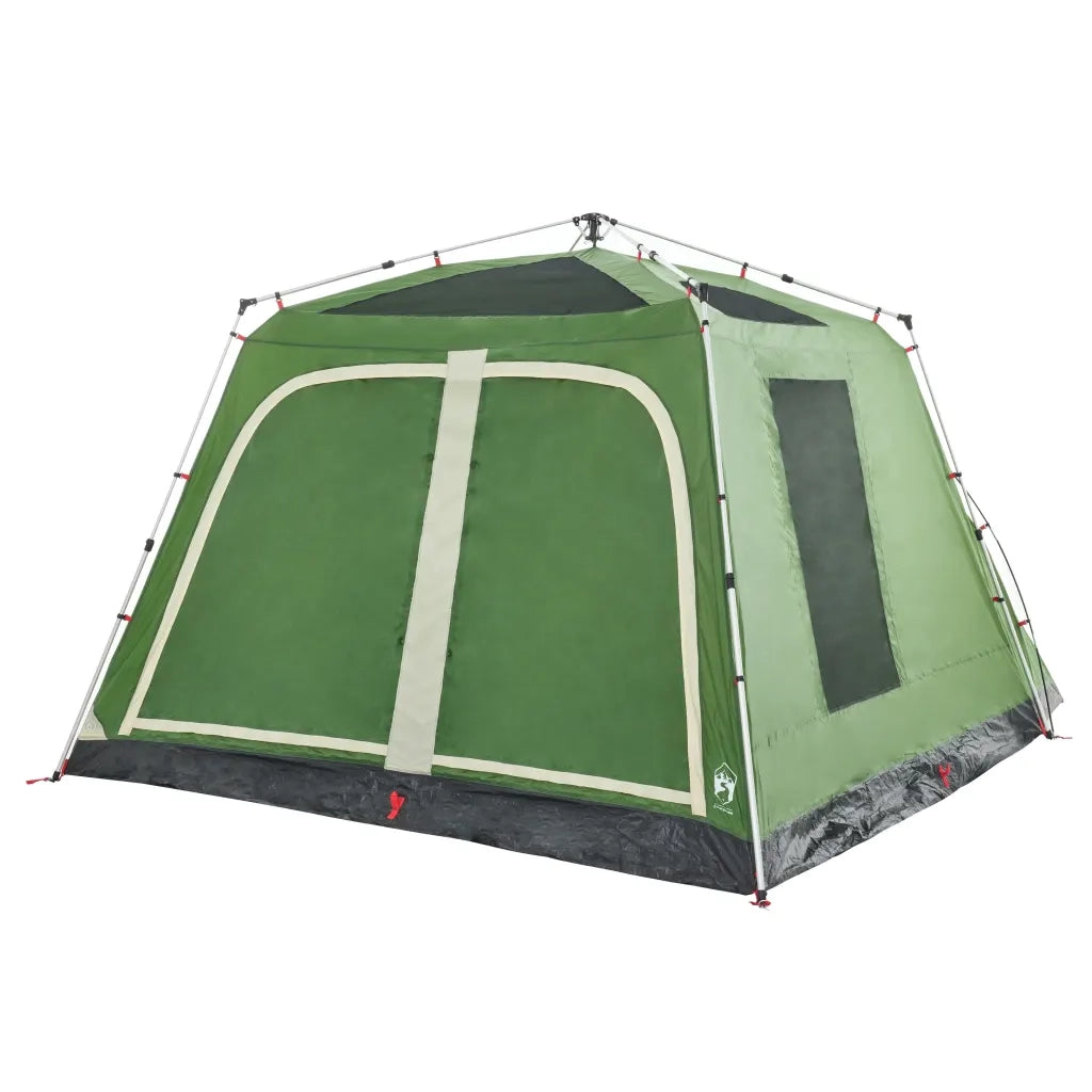 Tenda Familiare con Portico 9 Persone-Tenda da campeggio Verde a Rilascio Rapido