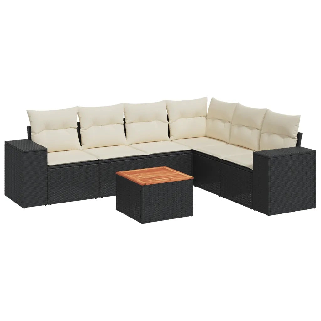 Set Divani da Giardino con Cuscini 7pz Nero Polyrattancod mxl 116142