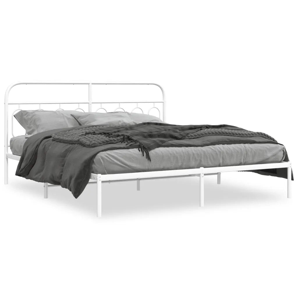 Giroletto con Testiera-Struttura Letto con testiera Metallo Bianco 193x203 cm 128353