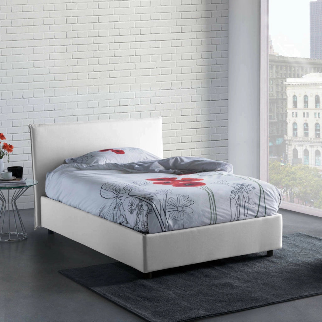Anissa, Letto Piazza e Mezza Sfoderabile Made in Italy, Bianco