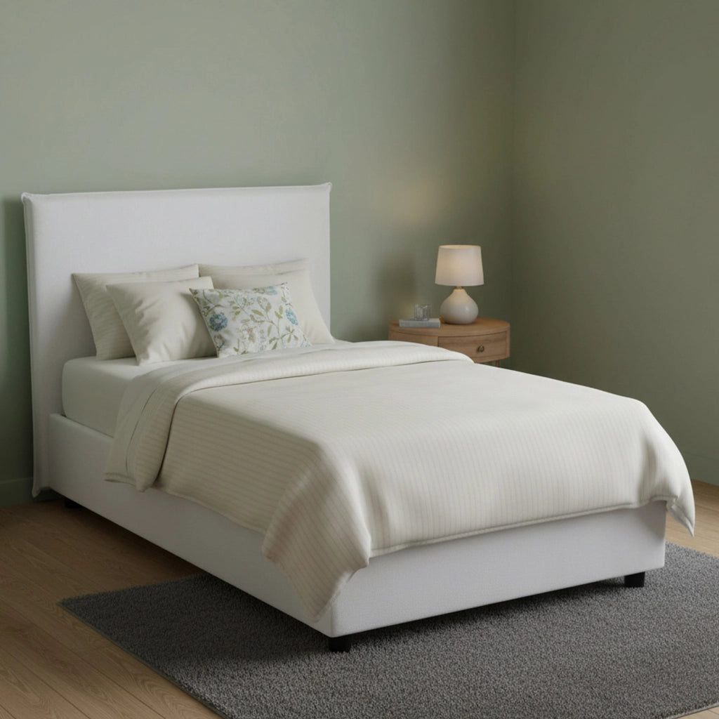 Anissa, Letto Piazza e Mezza Sfoderabile Made in Italy, Bianco