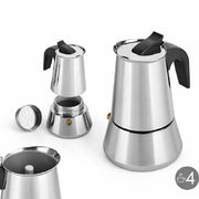Macchina Caffè Espresso Moka 4tazze Induzione in Acciaio Inox