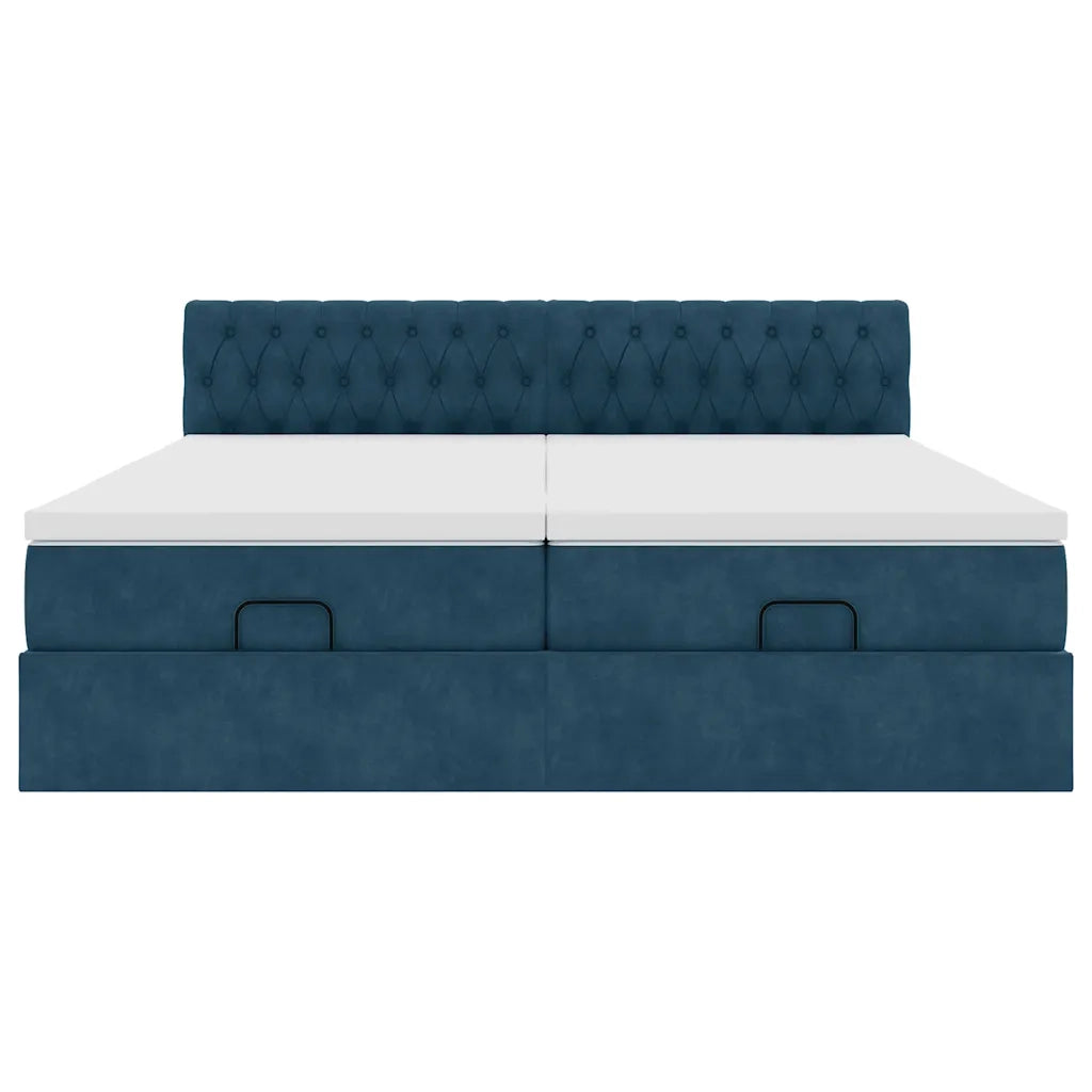 Struttura Letto Pouf con Materassi 200x200 cm Velluto