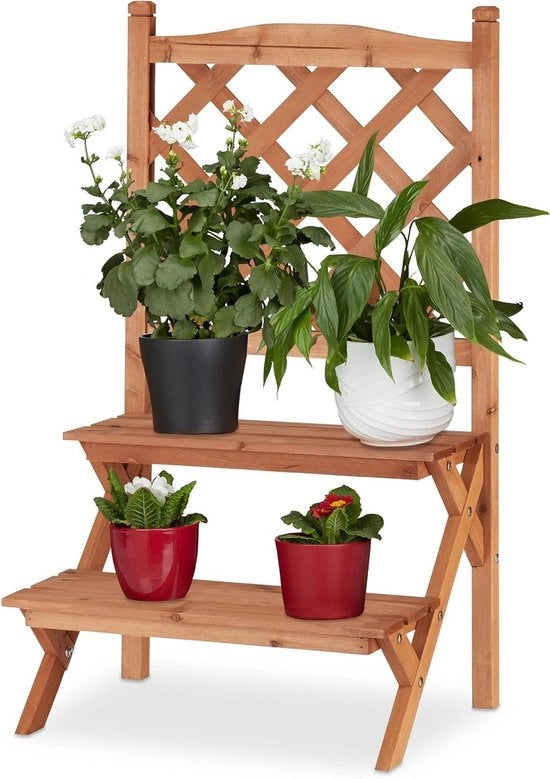 Trappola per piante con sostegno per rampicanti 2 gradini per vasi fiorali e piante rampicanti - HBD 89 x 51 x 40 cm - Esterno - Natura