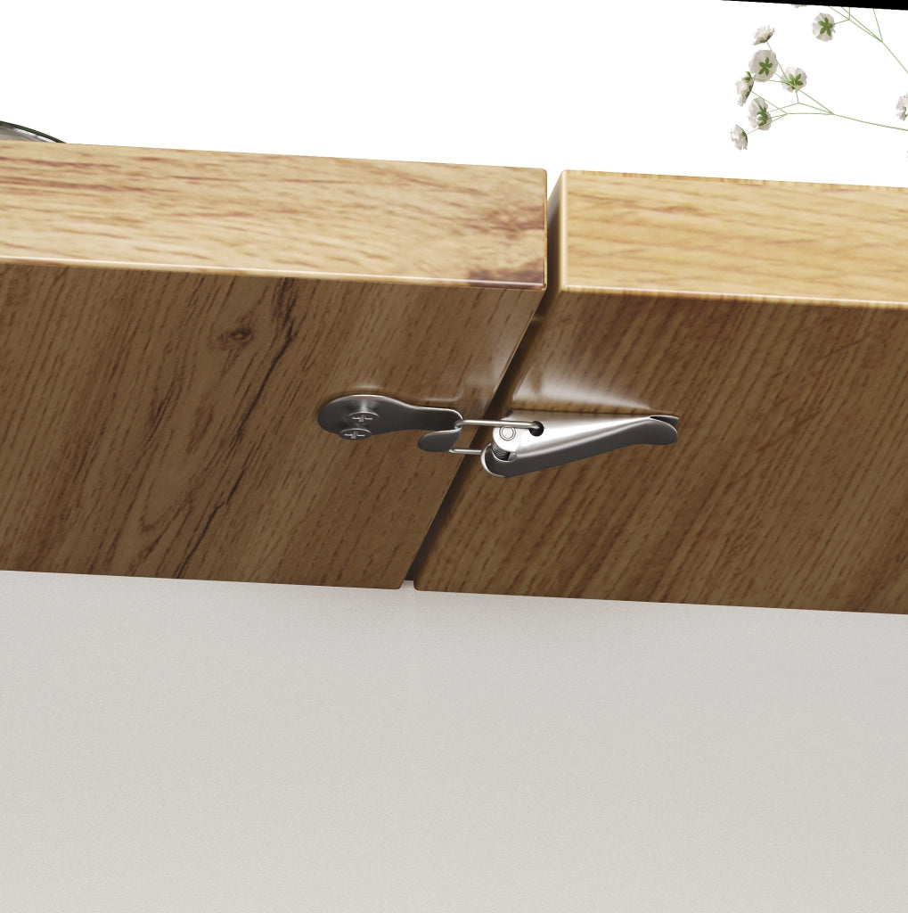 Tavolo da pranzo allungabile 110-140x80x75 cm con vano contenitore; MDF; bianco e naturale