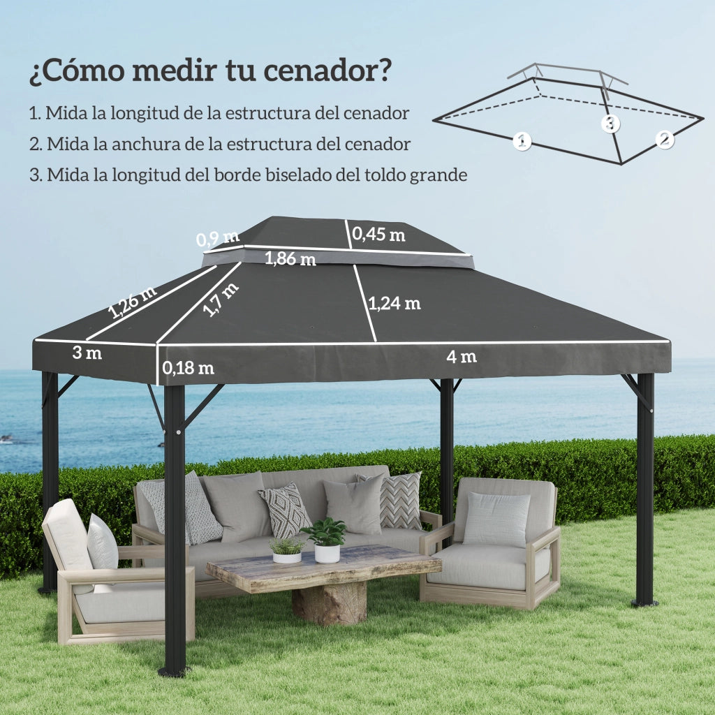 Toldo da Giardino ¨C Zephmum ¨C Grigio 4x3 m con Protezione UV