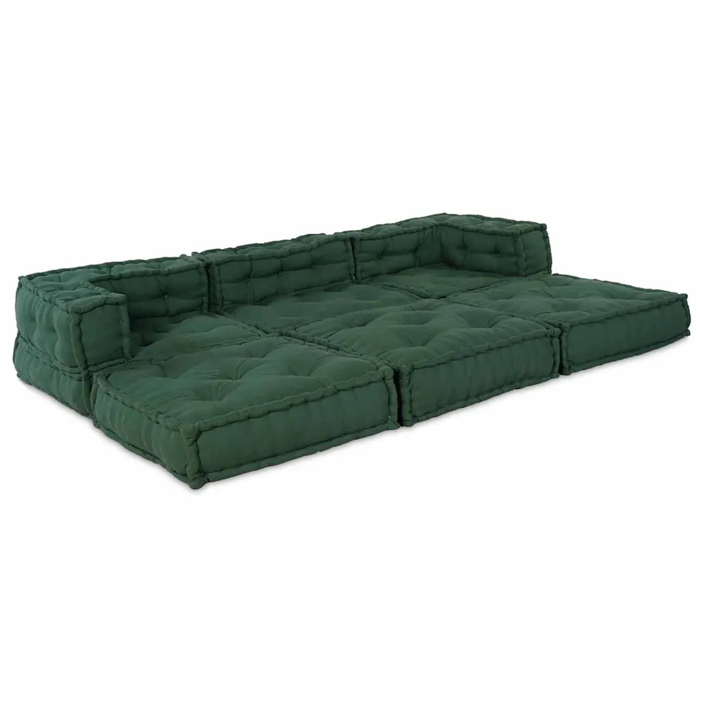 Unità di Divano Modulare 3 pcs Verde Tessuto