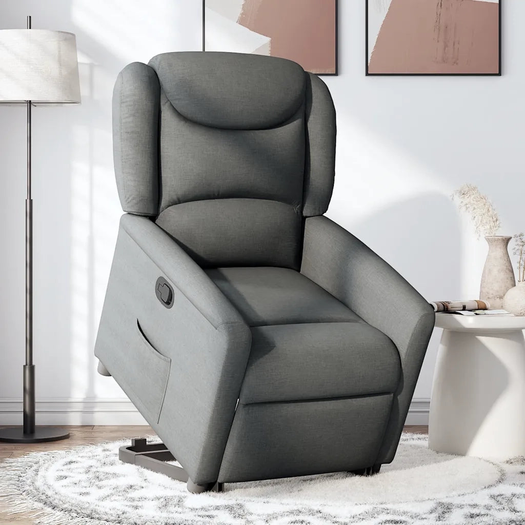 vidaXL Poltrona Alzapersona Reclinabile Grigio Scuro in Tessuto