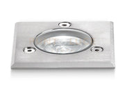 GES221C- SEGNAPASSI IN ACCIAIO INOSSIDABILE E ALLUMINIO CALPESTABILE AD INCASSO A LED 3000K 89LM 1W QUADRATO