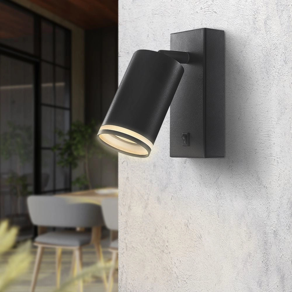Applique tubolare nera orientabile con interruttore GU10 Videx