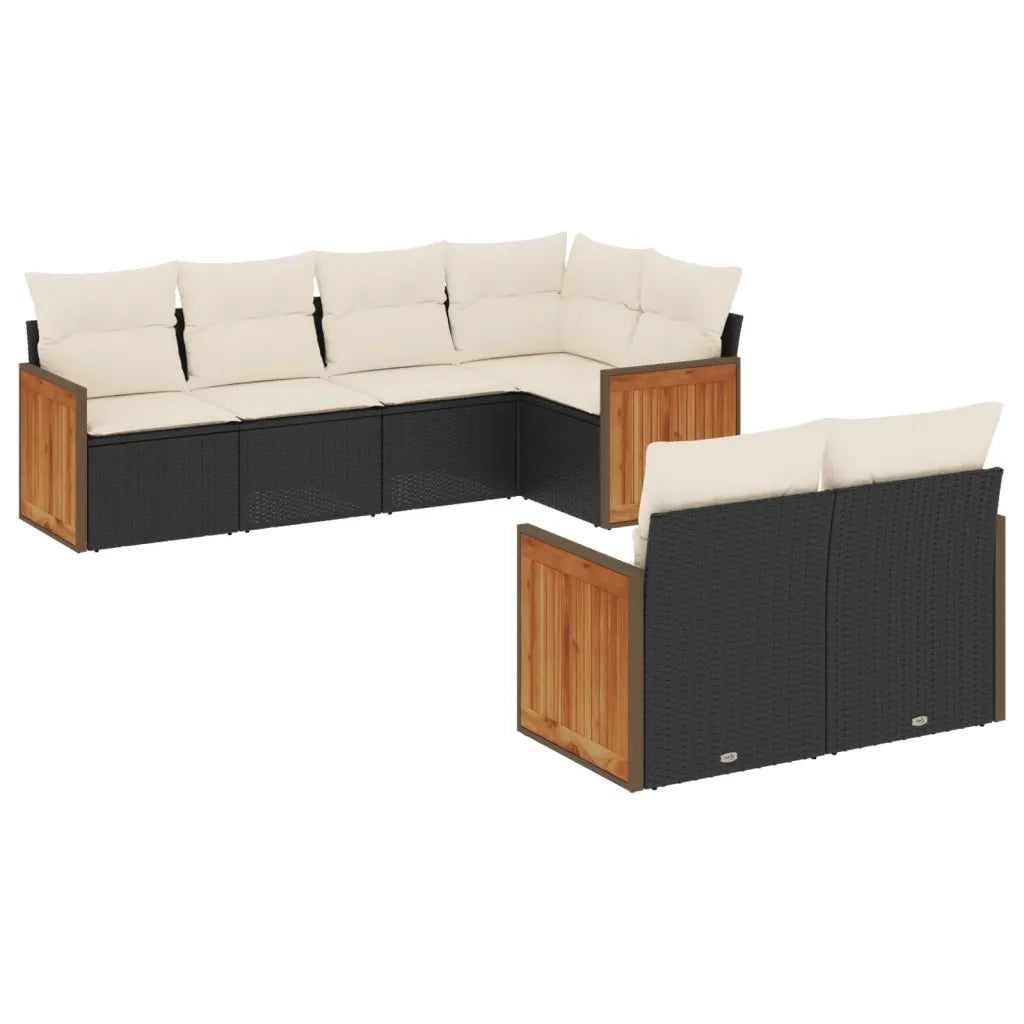 Set Divani da Giardino con Cuscini 7pz Nero Polyrattan 3260222