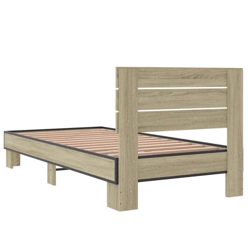 Giroletto-Struttura Letto Rovere Sonoma 75x190cm in Legno Multistrato e Metallo 695180