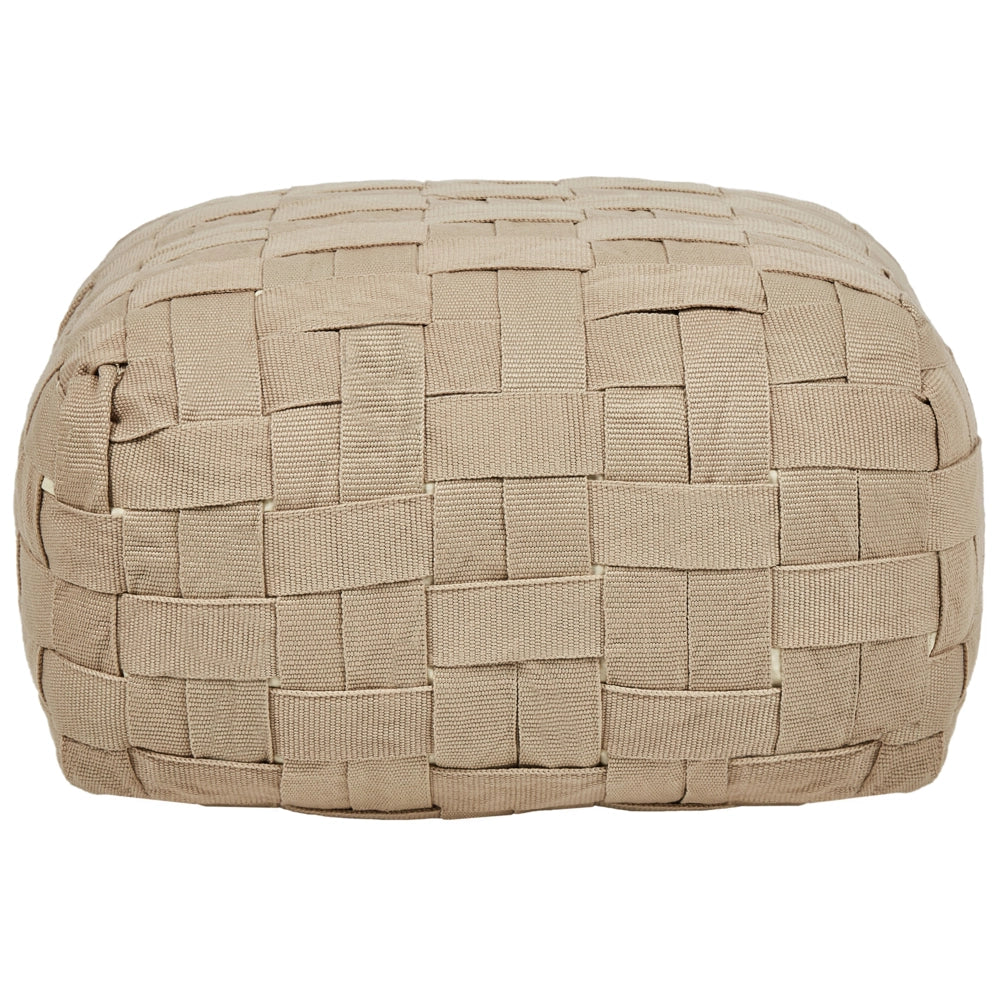 Pouf da giardino in materiale sintetico beige 50 x 50 cm Pouf da esterno intrecciato a mano in stile Boho