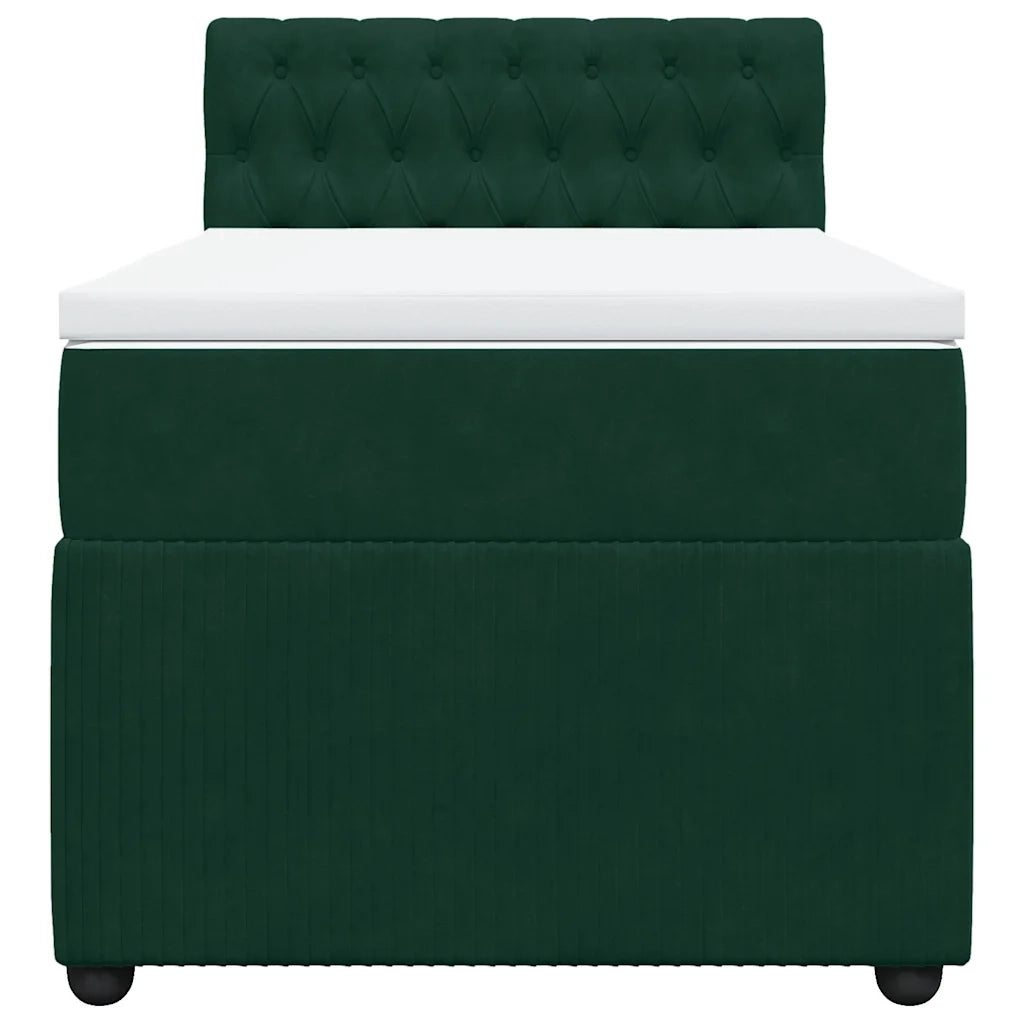 Giroletto a Molle con Materasso Verde Scuro 80x200 cm Velluto