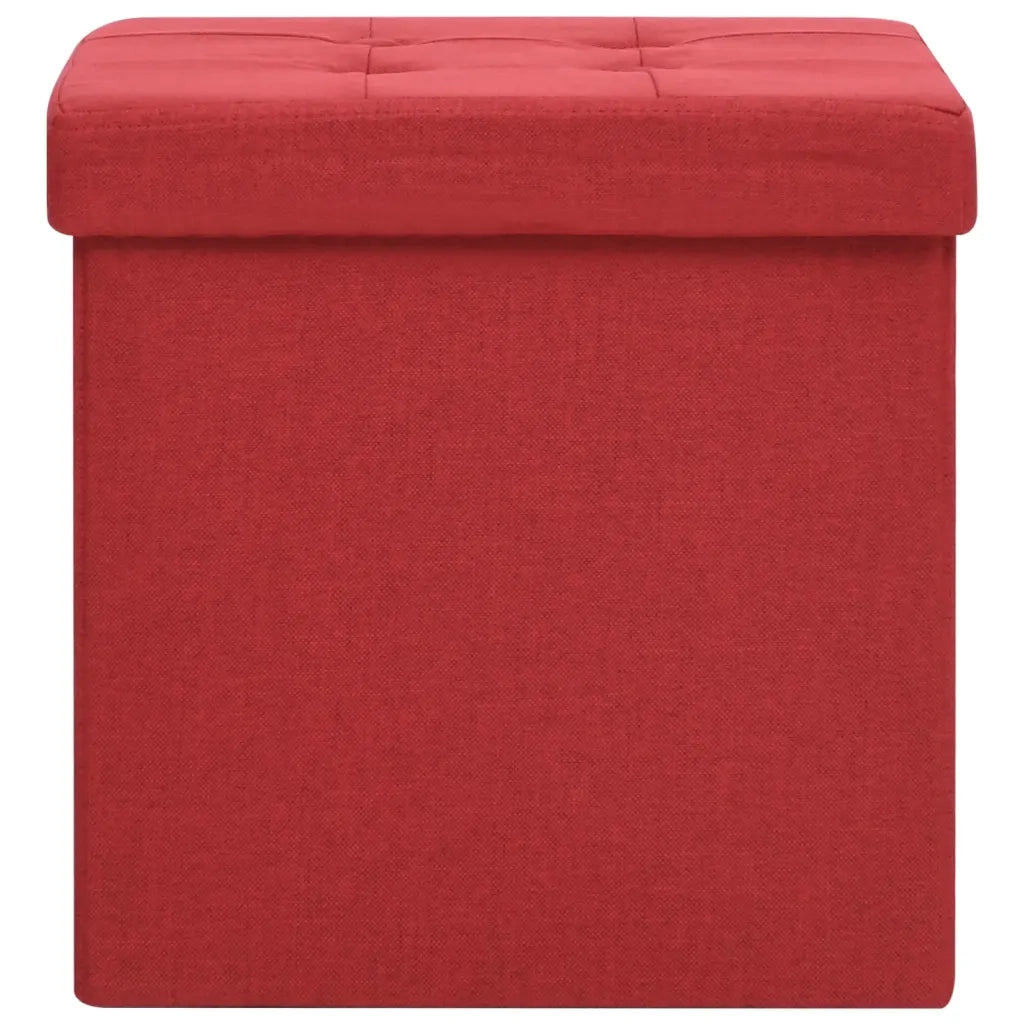 Sgabello con Contenitore Pieghevole Rosso Vino in Simil Lino 338768