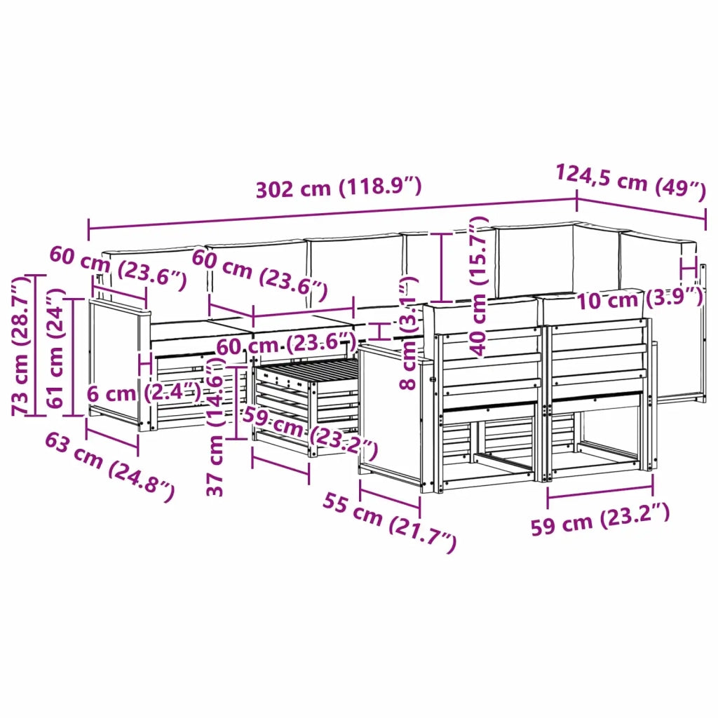 Set divani Legno di Acacia Massello 3384531