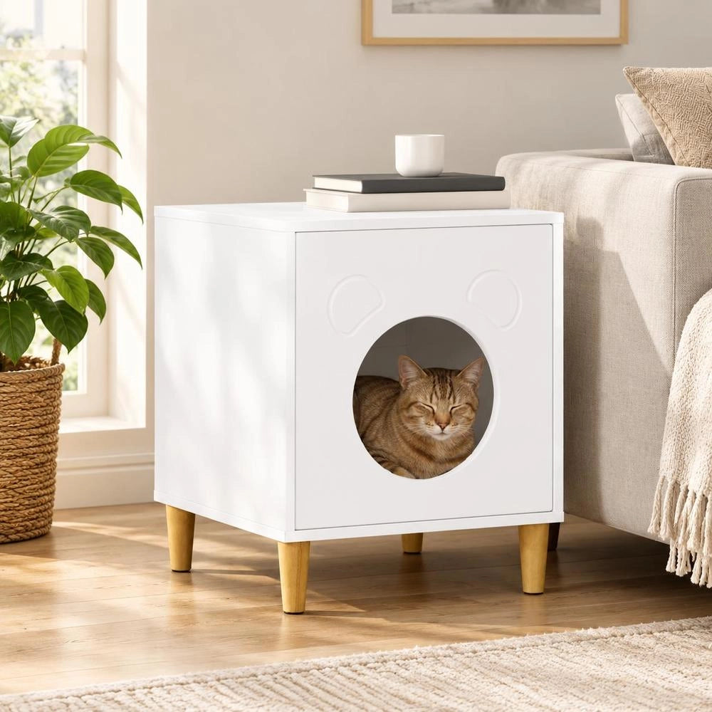 Casa Per Gatti Bianco 42.5 X 40 X 53 Cm Legno Ingegnerizzato