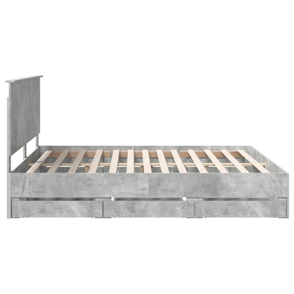Struttura del letto con cassetto-Giroletto con contenitore-Rete del Letto Grigio cemento 180 x 200 cm 245167