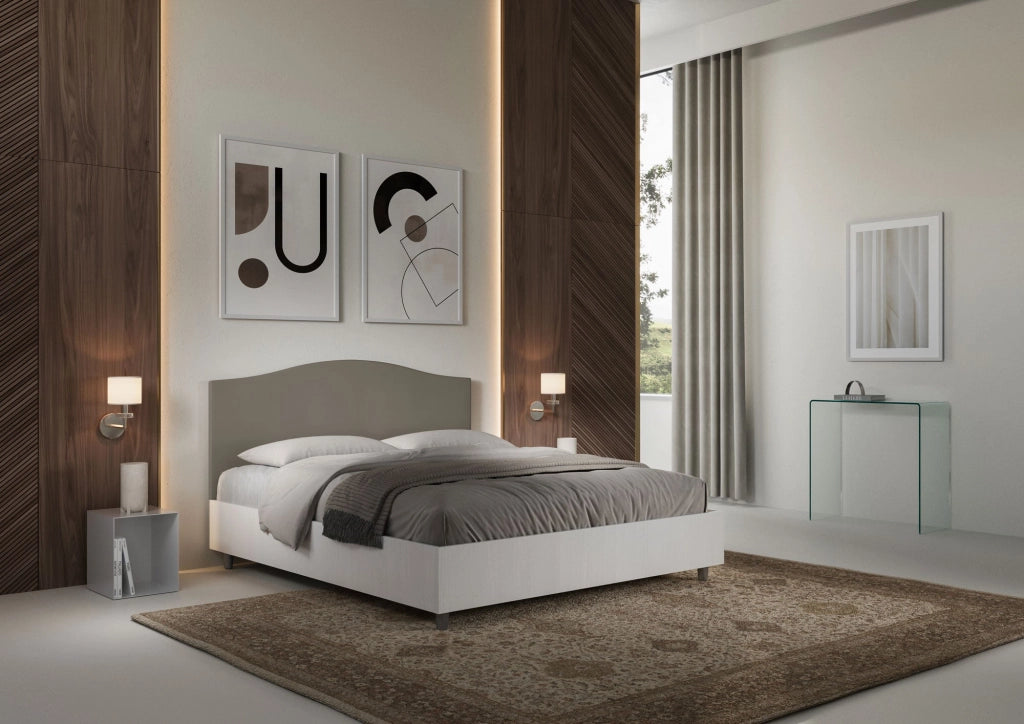 Letto Matrimoniale 160x200 cm con Rete Grace Cappuccino