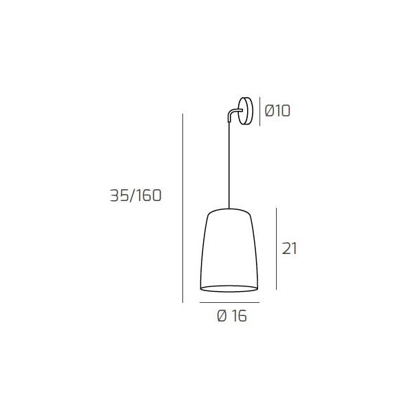 Applique a parete Shaded attacco E27 max 60W lampada da muro design minimal altezza regolabile max 250cm ambra