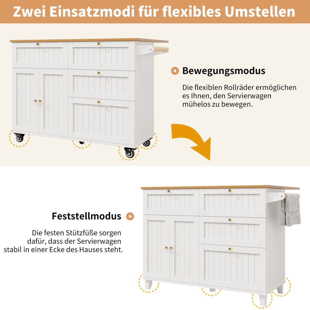 CARRELLO CUCINA 133 x 37,3 x 88 cm MDF Bianco