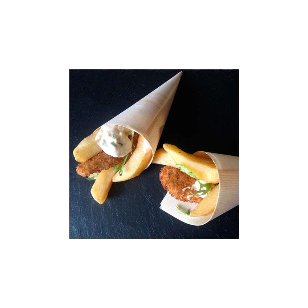 Trade Shop - Set 12 Coni Finger Food In Fibra Di Pioppo Catering Aperitivo 22,5 X 15,5 Cm -