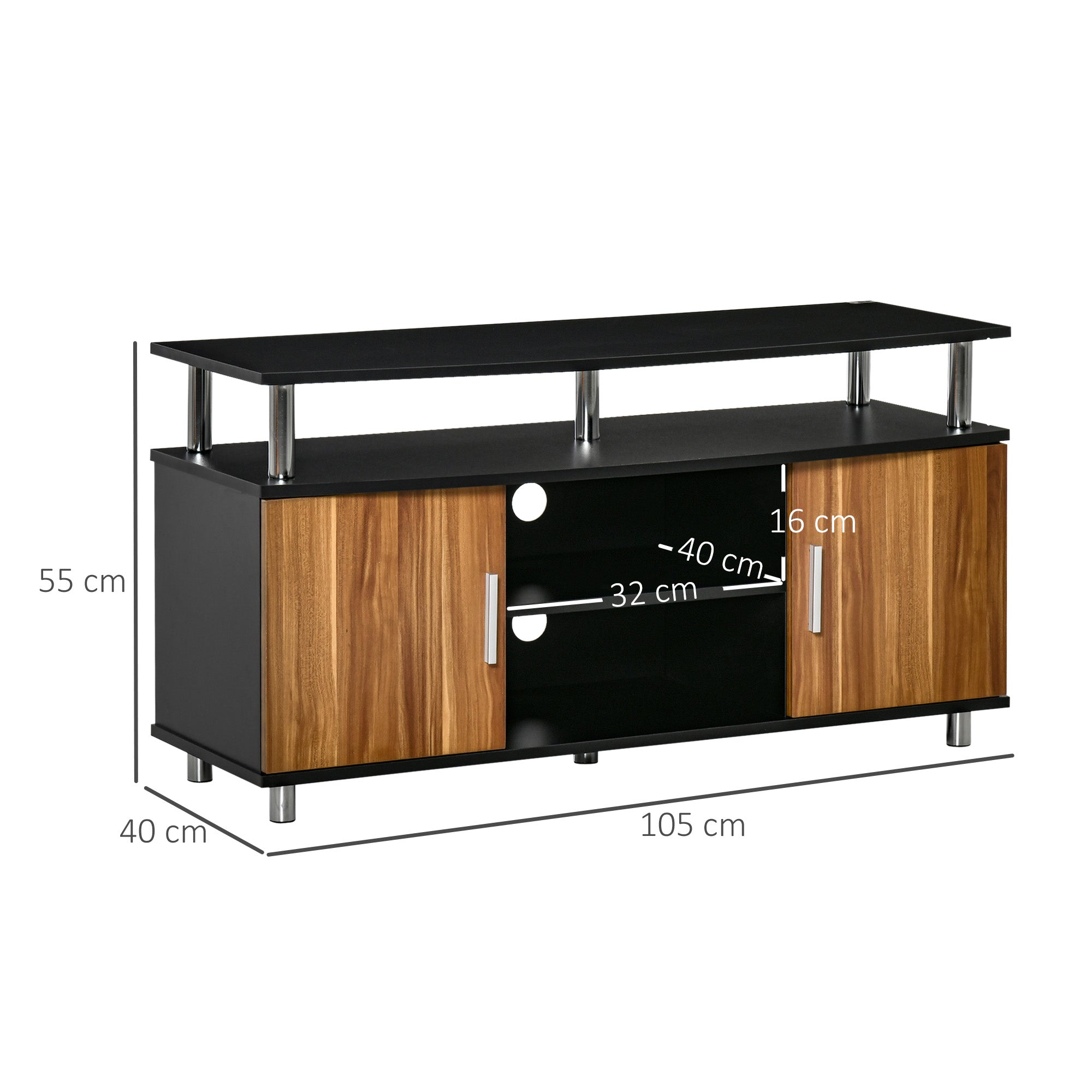 Mobile TV 105x40x55 cm per TV fino a 45 Nero e Marrone