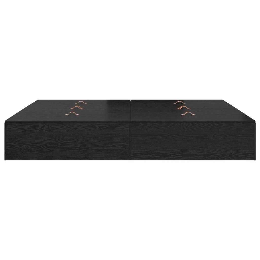 Struttura Letto con Contenitore  Nero Rovere 200x200 cm