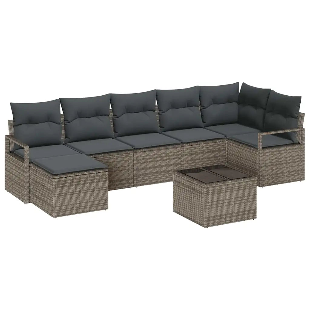 Set di divani con cuscino 8 pcs Grigio polyrattan