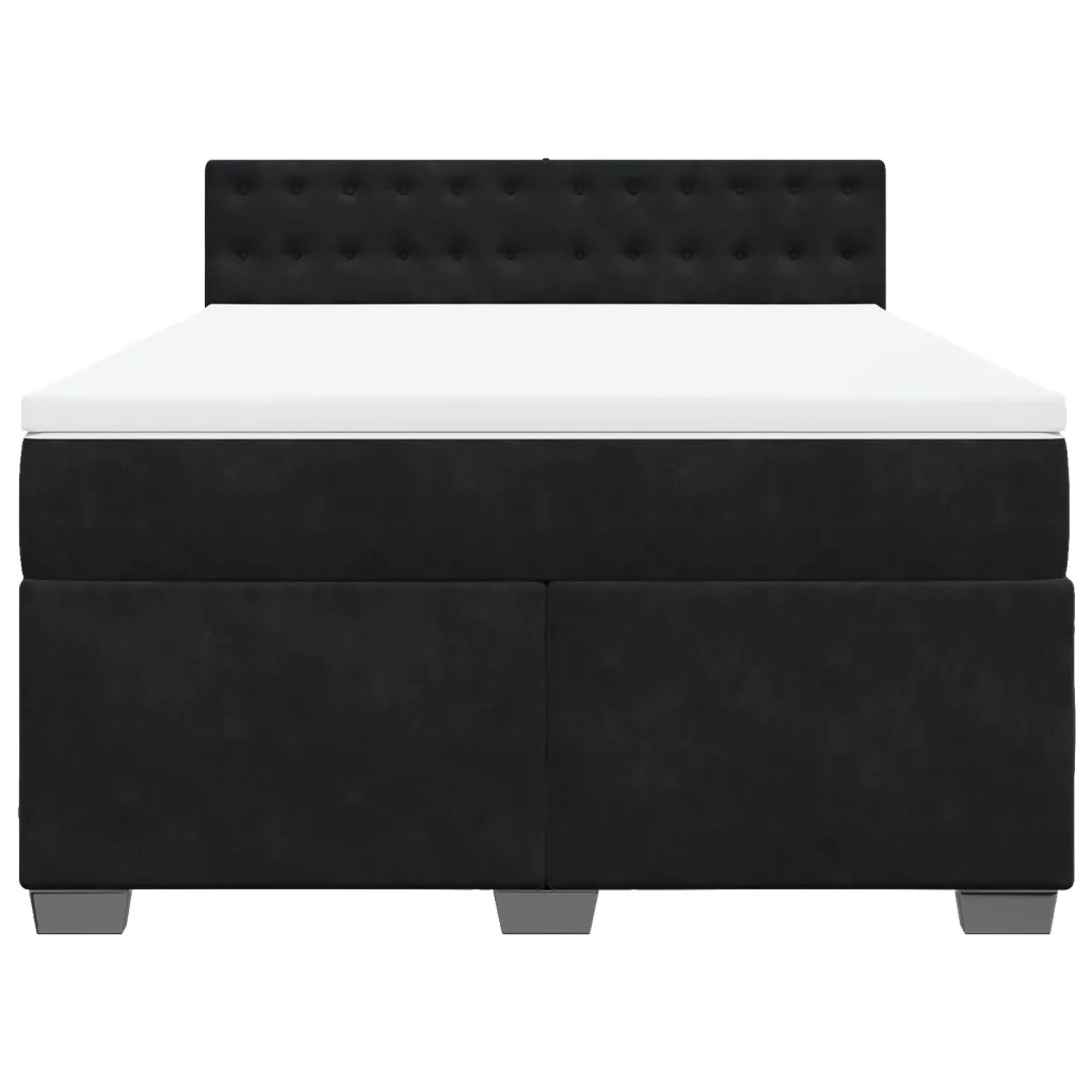 Giroletto a Molle con Materasso Nero 140x190 cm in Velluto 3286320