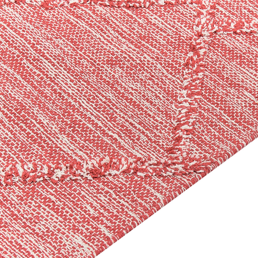Tappeto rosso 80 x 150 cm cotone motivo geometrico soggiorno camera da letto