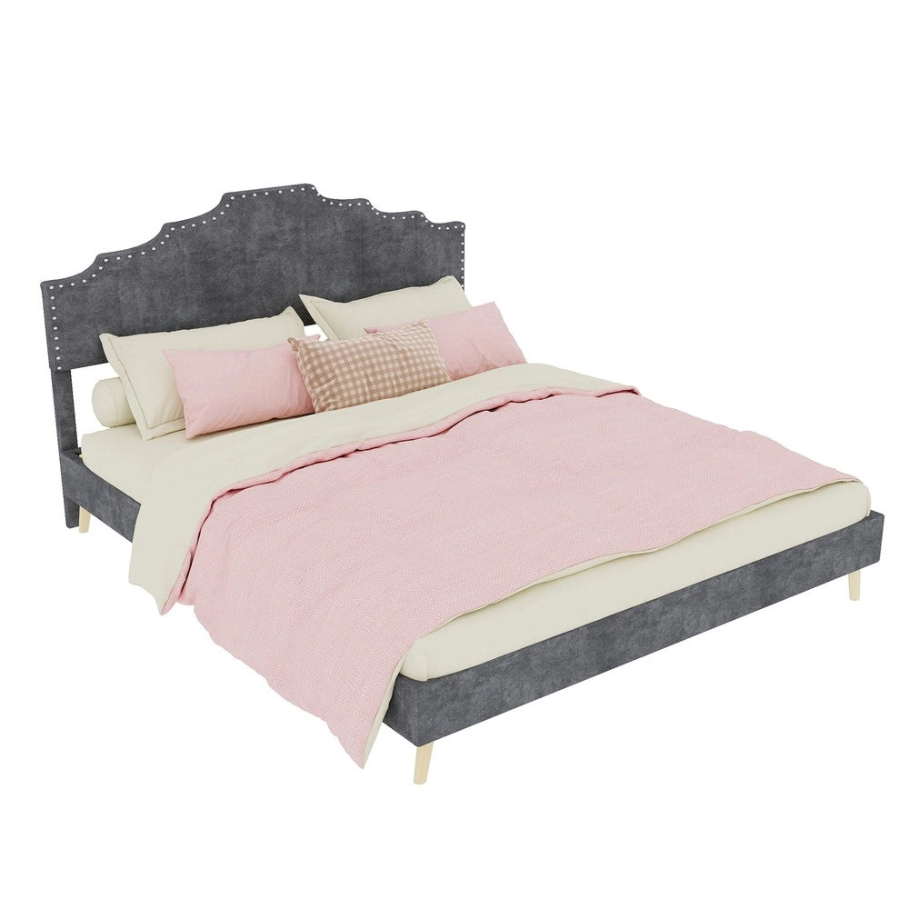 Letto Contenitore Imbottito ¨C MINIMAL ¨C Grigio 160x200 con Materasso