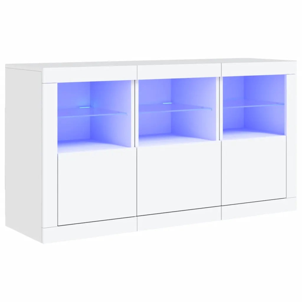 Credenza | Madia | Buffet da pranzo | Armadio da pranzo con Luci LED Bianca 123x37x67 cm