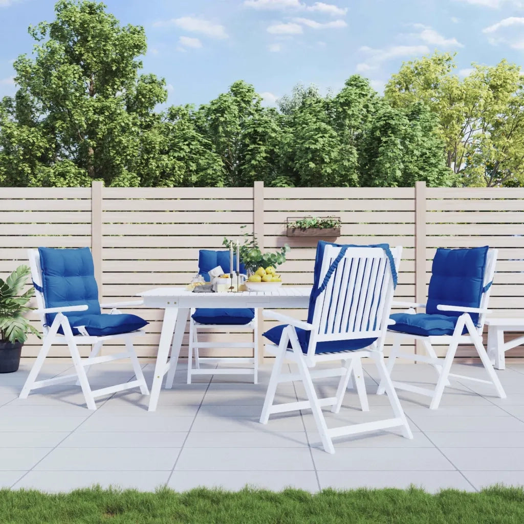 Cuscini Sedia con Schienale Basso 4 pz | Cuscini per sedie Blu Reale Tessuto Oxford