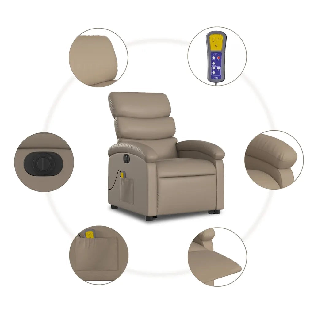 Poltrona Alzapersona Massaggio Elettrica Cappuccino Similpelle 3204067