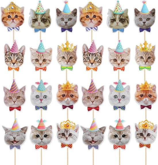 Set di decorazioni per torte da festa per bambini e animali - 24 pezzi di toppe per cupcake e decorazioni per feste.