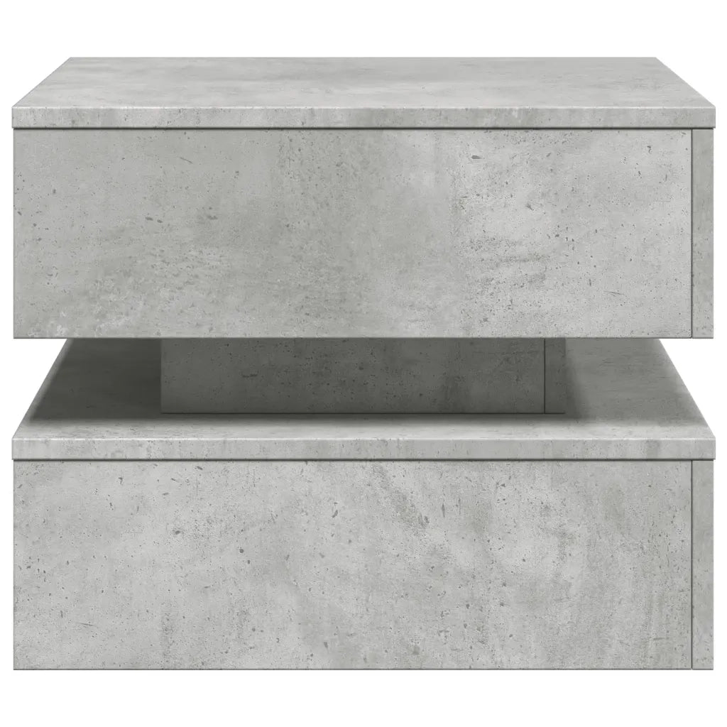 Tavolino da Salotto con Luci LED-Tavolino da soggiorno Grigio Cemento 50x50x40 cm 762576