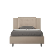 BS COM Letto una piazza e mezza con rete imbottito 120x200 similpelle tortora