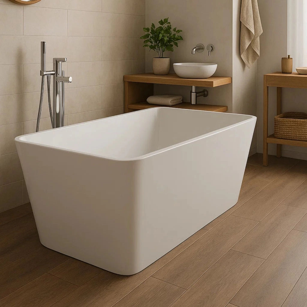 Vasca da bagno freestanding rettangolare acrilico bianco lucido 3 misure *** misure 160x80x58 cm, confezione 1
